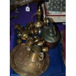 A tray lot of various brass ware Condition Report: Available upon request