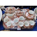 A Royal Crown Derby 2712 pattern tea set on tray with eight cups, saucers, milk jug and sugar bowl