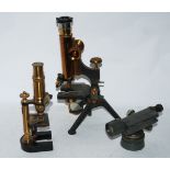 A tray lot including brass microscopes etc Condition Report: Available upon request