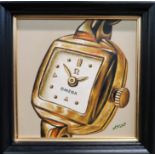 GRAHAM MCKEAN Study of a Lady's Wristwatch, signed and signed and inscribed verso, oil on canvas, 25