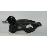 A carved decoy duck and two other carved birds, 30cm long and smaller (3) Condition Report: