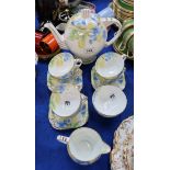 A Paragon 1930s Art Deco hand painted part tea set in Honesty pattern, replica of one presented to
