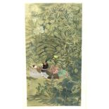 CHINESE SCHOOL Birds and foliage, watercolour on silk, 76 x 39cm, blossoming branches, 33 x 85cm and