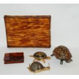 A vintage turtle table bell, 17cm long, another smaller, metal snail etc Condition Report: Available