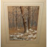 C H HARRISON Winter woodland, signed, gouache, dated,1888, 22 x 17cm and three others (4)