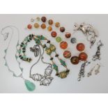 Two Art Deco necklaces agate beads and other items Condition Report: Not available for this lot