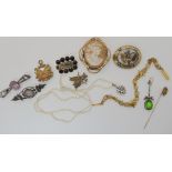 Mourning brooches, seed pearls and other items Condition Report: Not available for this lot