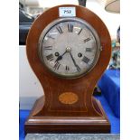 A balloon shape mantle clock with inlaid decoration Condition Report: Available upon request