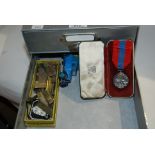 A collection of various including Imperial Service Medal, cased, early 20th Century ivory page