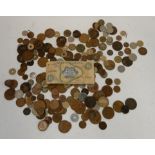 A quantity of mainly copper coins and a Bank of Scotland one pound note Condition Report: