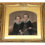 J BUCHANAN Portrait of two brothers, signed, pastel, dated, 1859, 37 x 40cm Condition Report: