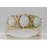 An 18ct opal and diamond ring hallmarked Chester 1920, size O, weight 4.2gms Condition Report: