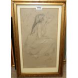 ALFRED ELMORE Nude study, signed, pencil, 42 x 24cm and four others (5) Condition Report: