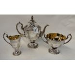 A three piece silver plated tea service Condition Report: Available upon request