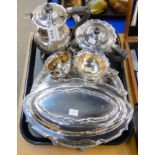 A tray lot of EP - tea service, entree dish, salver etc Condition Report: Available upon request