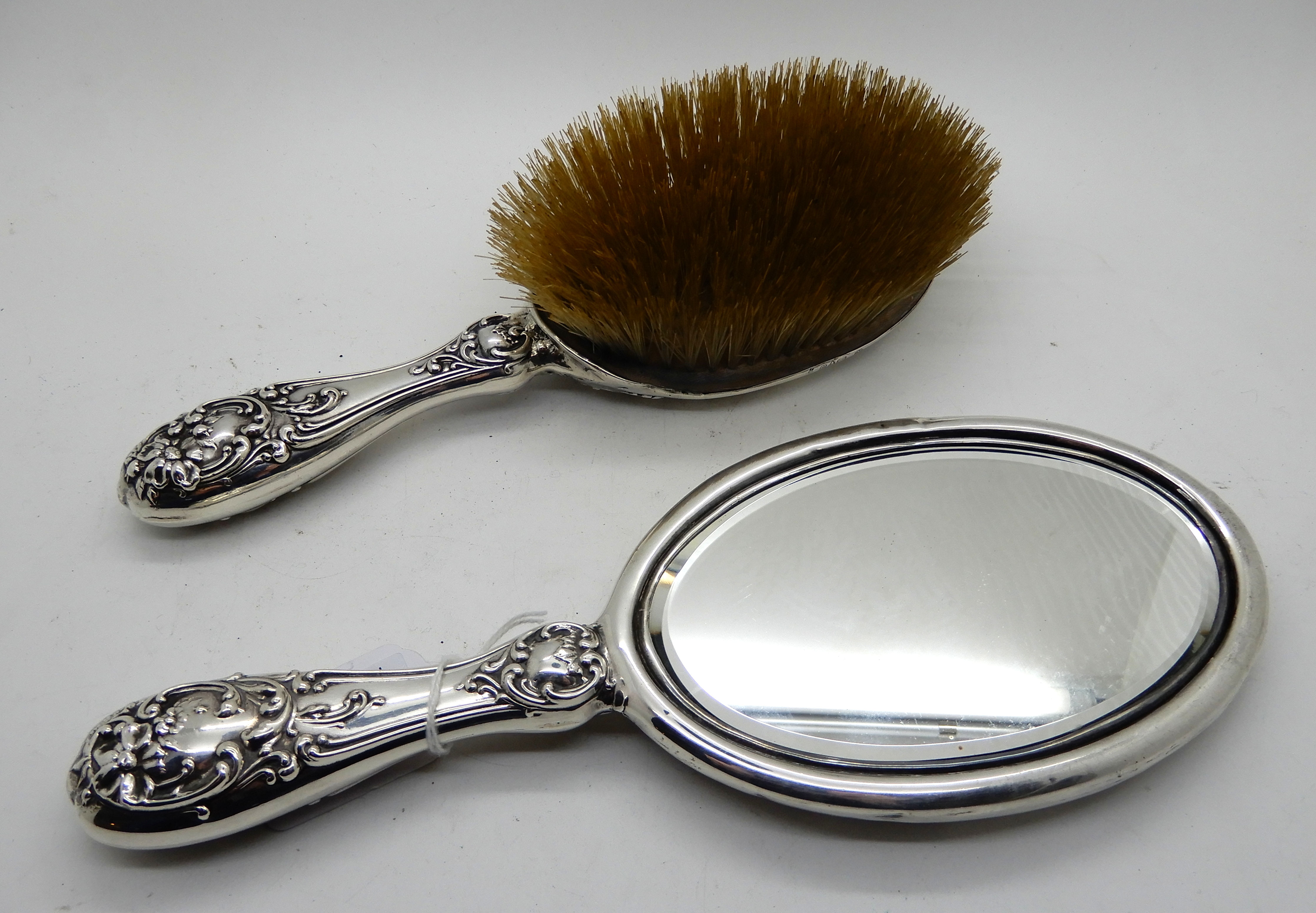 A silver backed brush and mirror set, Chester 1902 Condition Report: Available upon request - Image 2 of 2