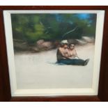 PETER NARDINI Topless in Cala Blanca, signed, acrylic, 26 x 25cm Condition Report: Available upon