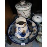 A lot comprising a Doulton Burslem Spray pattern ewer and wash bowl and a Port Meirion Botanic