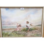 PATERSON Two girls on a sand bank, signed, watercolour, 35 x 48cm Condition Report: Available upon