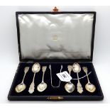 A cased set of six silver teaspoons with tongs, Sheffield 1900 Condition Report: Available upon