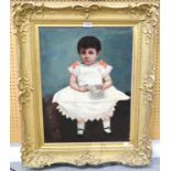 BRITISH SCHOOL Portrait of a child, painted photograph, 61 x 45cm Condition Report: Available upon