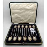 A cased set of twelve silver coffee spoons, Sheffield 1917 Condition Report: Available upon request