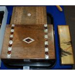 Three decorative inlaid boxes, 30cm wide and smaller (3) Condition Report: Available upon request