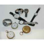 A small collection of various wrist watches and pocket watches Condition Report: Available upon