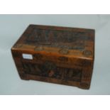 A carved box and two other boxes, 30cm wide and smaller (3) Condition Report: Available upon