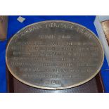 Two Gorbals Heritage Trail cast-metal plaques, 39cm wide Condition Report: Available upon request