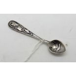 An Iona silver spoon, maker's marks MA, Edinburgh 1998, the heart shaped bowl with Iona and a