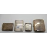 A lot comprising two silver cigarette cases, a silver vesta and an 800 silver card case, 383gms