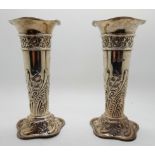 A pair of silver vases, Sheffield 1900, 16.2cm high, 394gms Condition Report: Available upon
