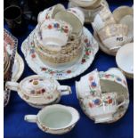 A Royal Crown Derby Chatsworth pattern teaset Condition Report: milk jug and sugar bowl cracked