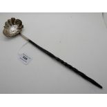 A silver bowled toddy ladle with whale bone handle, London 1779, 38cm long Condition Report: