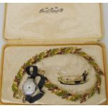 A Trifari gem set necklace, vintage watch and gondolier brooch Condition Report: Not available for