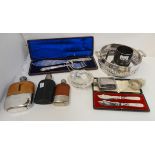 A tray lot of EP - tankard, dish, frame, hip flask, cased cutlery Condition Report: Available upon