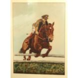 ROBERT HENDERSON Show jumper taking a fence, watercolour, 34 x 25cm Condition Report: Available upon