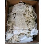 A collection of cotton and lace remnants, table linen etc Condition Report: Available upon request