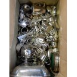 A box of EP items and loose cutlery Condition Report: Available upon request