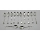 A set of twelve silver coffee spoons (loose), Sheffield 1927, 137gms Condition Report: Available