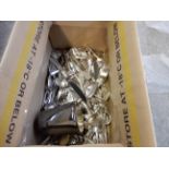 A box of loose cutlery and hotelware Condition Report: Available upon request