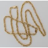 A heavy weight 9ct gold rope chain length 59cm, with matching bracelet, weight together 40.9gms