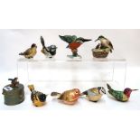 Nine enamelled and jeweled trinket boxes in the form of birds Condition Report: Available upon