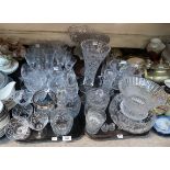 Assorted cut glass and crystal including decanters, drinking glasses, vases, bowls, stands etc