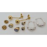 Five pairs of 9ct gold earrings, total weight 8.3gms Condition Report: Available upon request