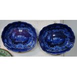 A pair of Adams blue transfer printed platters Condition Report: Available upon request