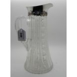 A sterling silver mounted cut glass claret jug, 24cm high Condition Report: Available upon request