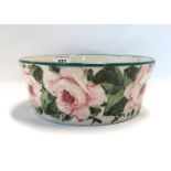 A Wemyss cabbage rose decorated dog bowl, 21.5cm diameter, with painted and impressed marks to