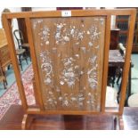 A firescreen with mother of pearl inlaid panel, 67cm high x 56cm wide Condition Report: Available